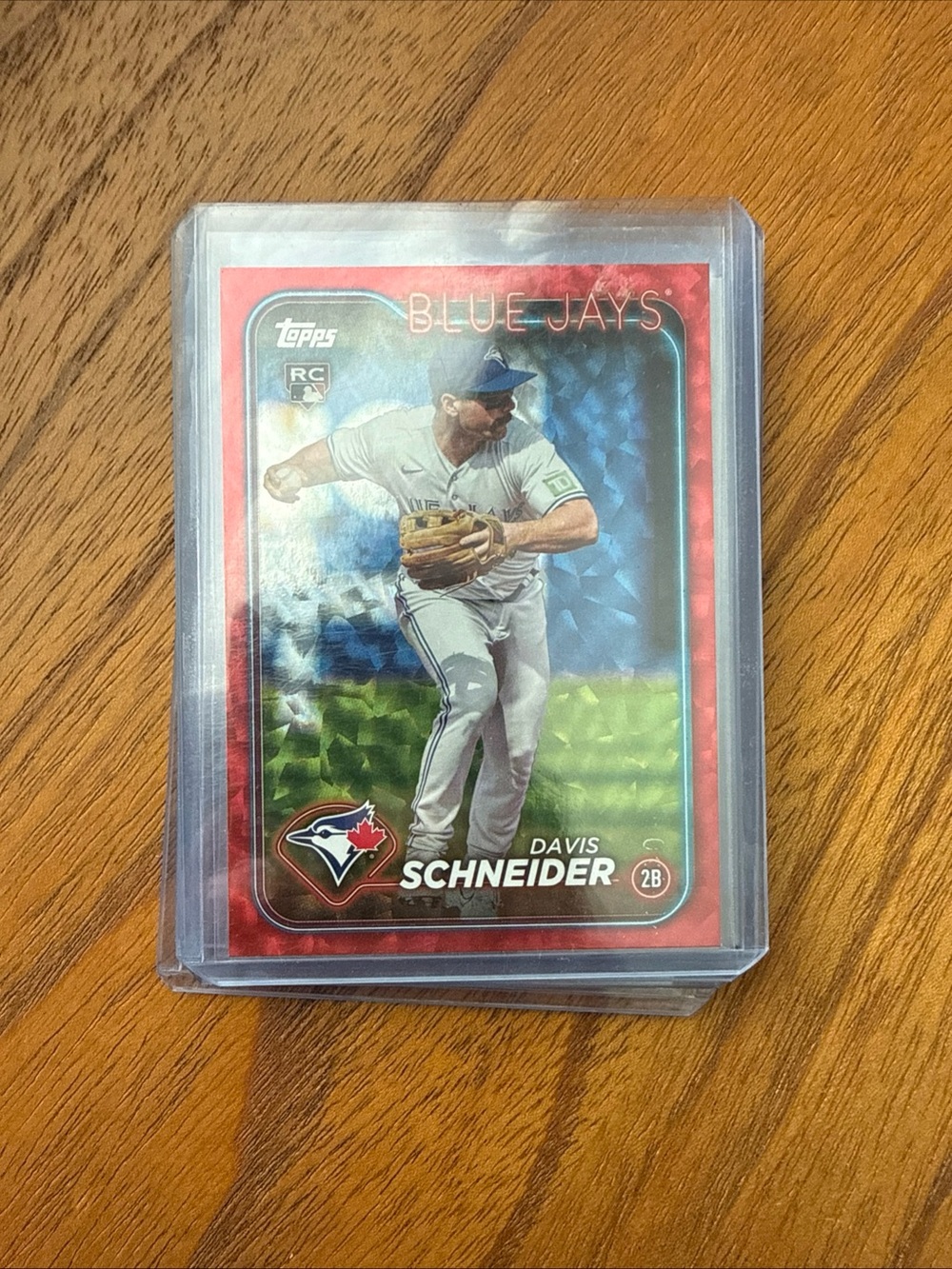 Topps Blue Jays Red Green Holo Davis Schneider Card